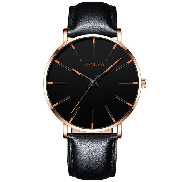 Relógio Masculino de Couro - Geneva - Elegante